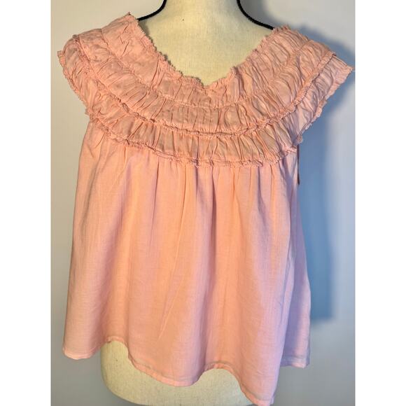 J Crew Peach Sleeveless Tank Top Coral Ruffled Crop Top Blouse Size M NWT - Picture 1 of 9